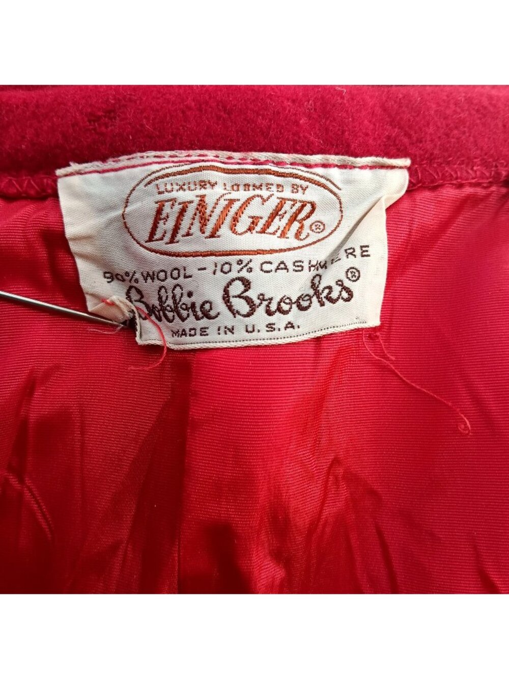 True Vintage Skirt 25W 25" 1960's WOOL/CASHMERE RED SECRETARY SIDE ZIP Einiger